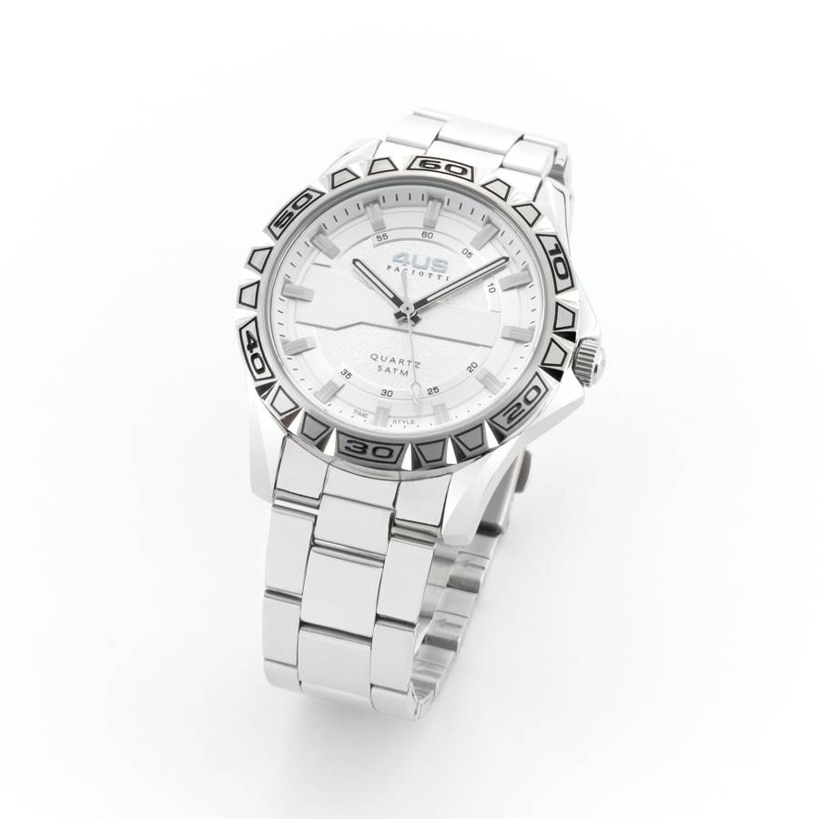 Orologio Uomo 4US Cesare Paciotti Acciaio Quarzo Solo Tempo Bianco Grenè T4LS393