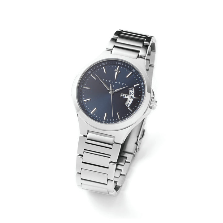 Orologio Uomo Cesare Paciotti Acciaio Quarzo Solo Tempo Doppia Data Blu TSST209
