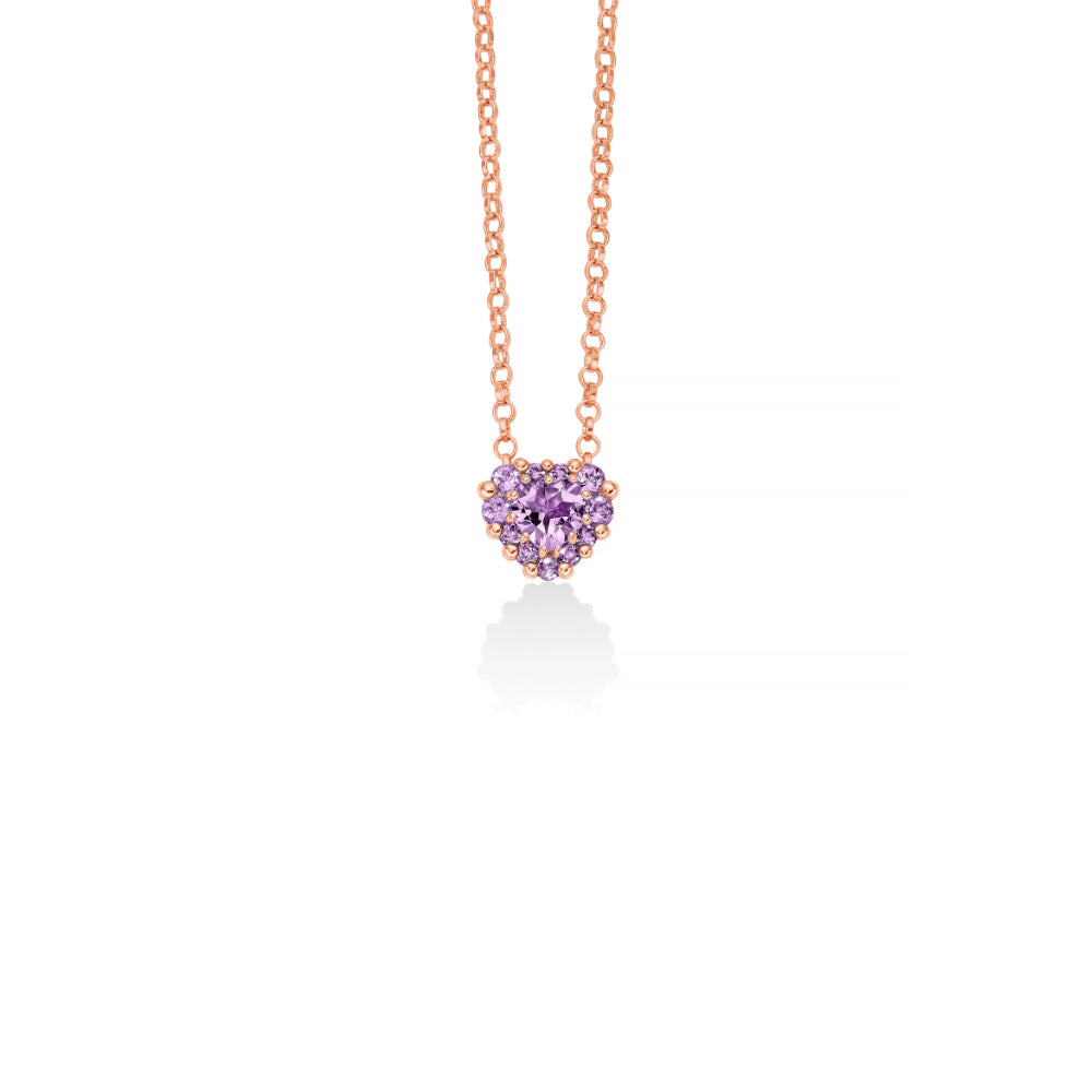 Collana Donna Miluna Gemma Del Cielo Argento Rosè 925 Ametista Cuore CLD4803