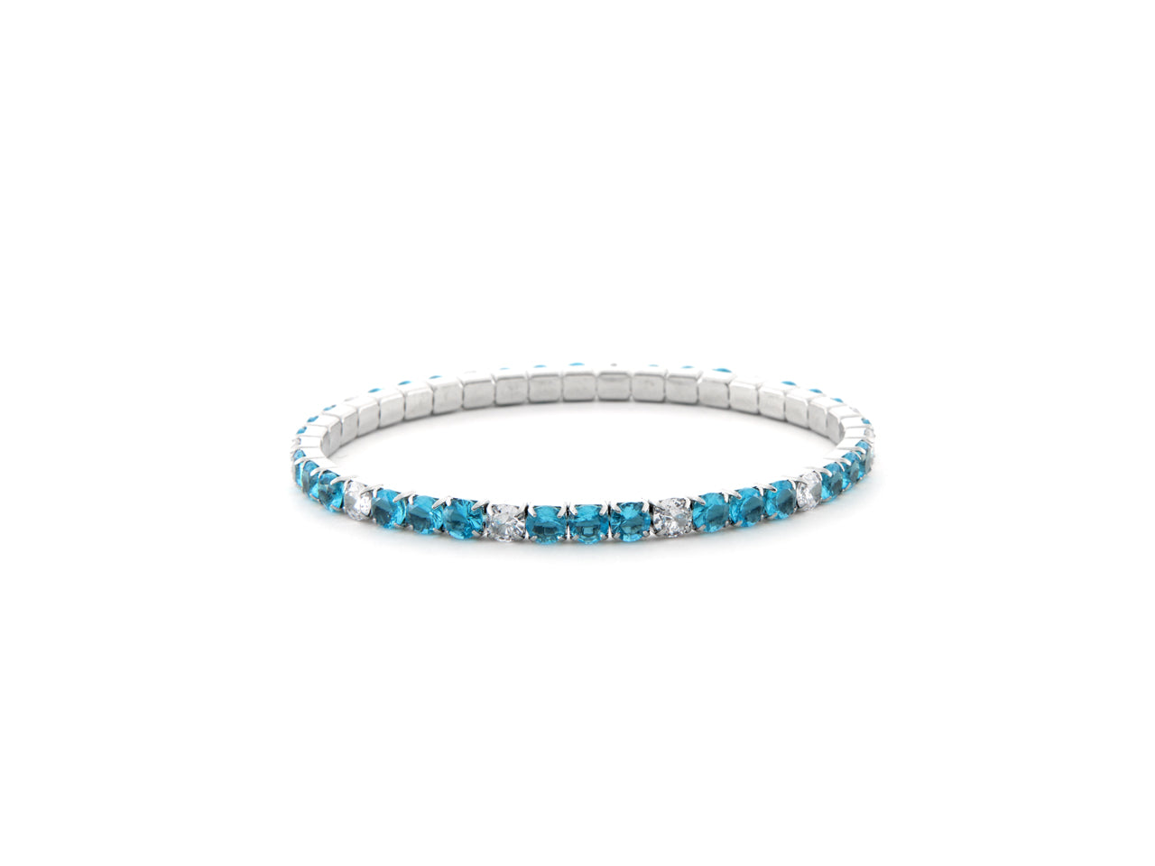 Bracciale Donna 4US Cesare Paciotti Tennis Acciaio Zirconi Celesti e bianchi a molla 4UBR6663W