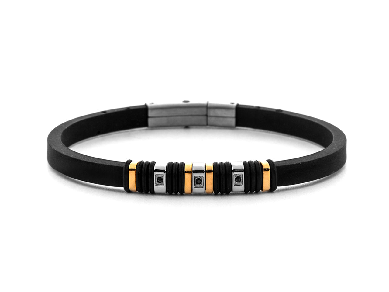 Bracciale Uomo acciaio 4US Cesare Paciotti con Caucciu nero acciaio 4UBR7580