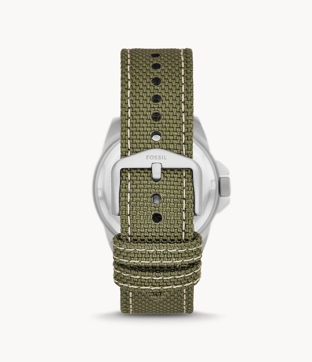 Orologio Uomo Fossil Acciaio Cordura Quarzo Solo Tempo Data Numeri FS5918