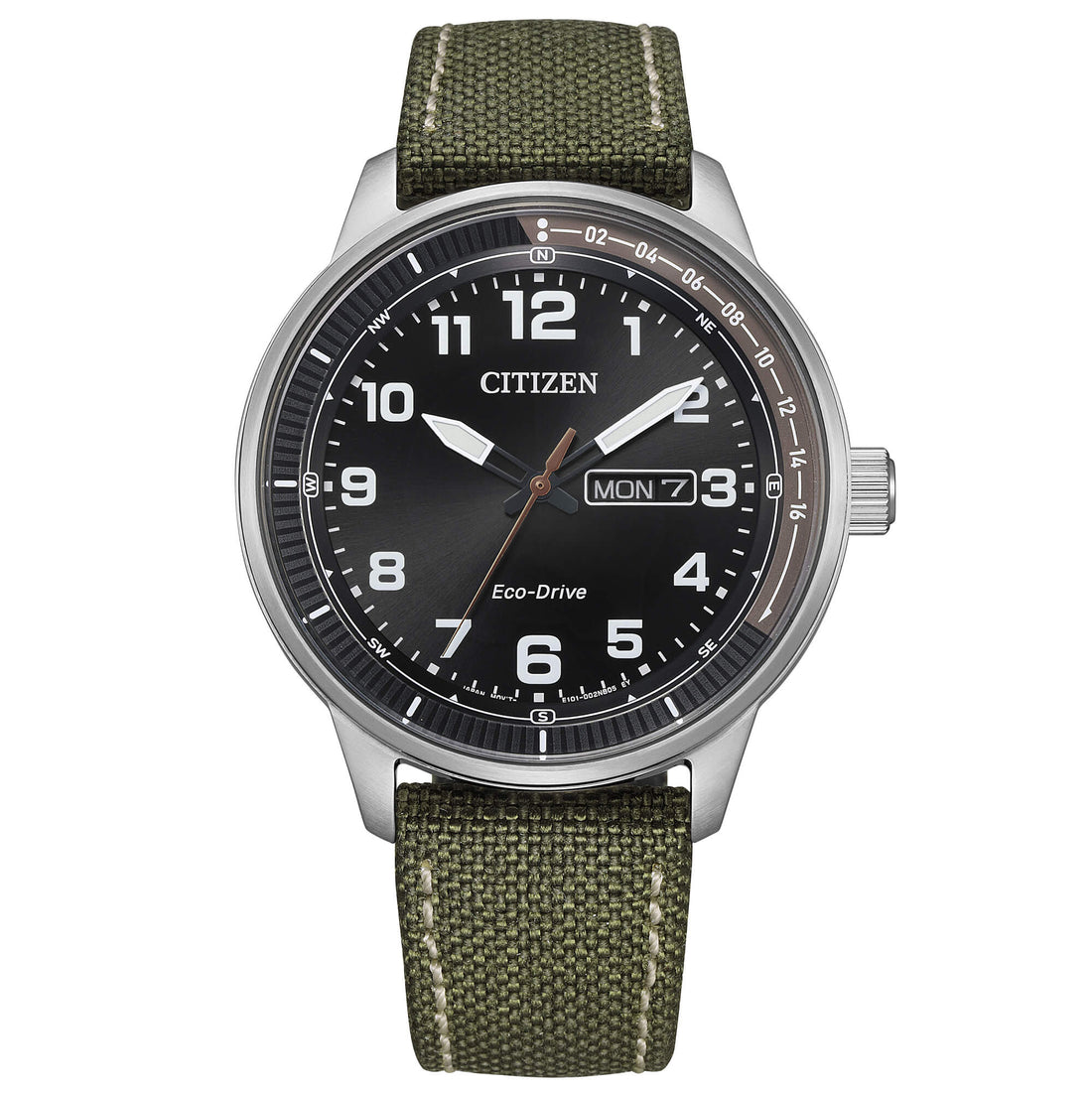 Orologio Uomo Citizen Eco Drive Solo Tempo Doppia Data Acciaio Cordura BM8590-10E