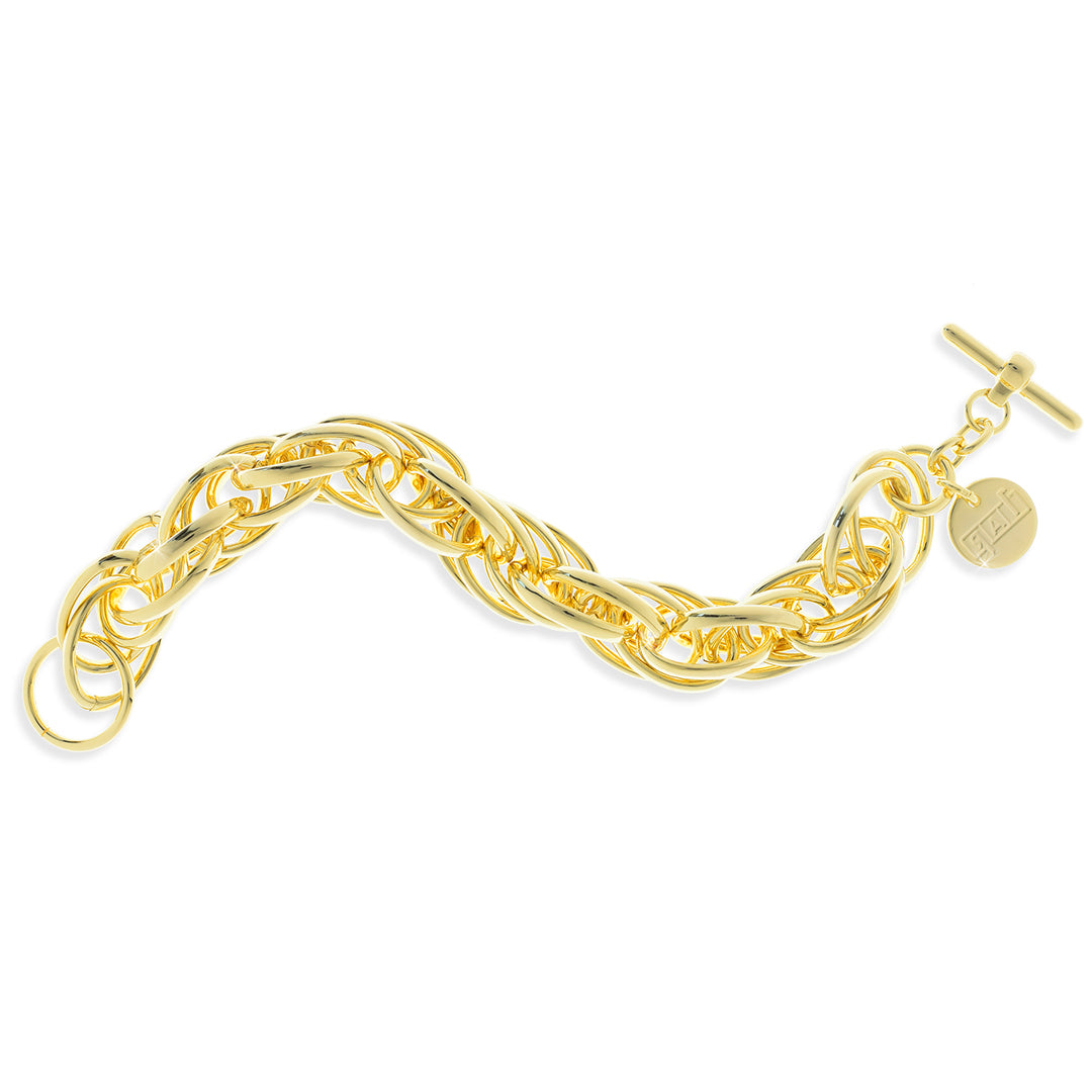 Bracciale Donna Unoaerre Bronzo Lucido Dorato Catena Anelli Intrecciati 268797