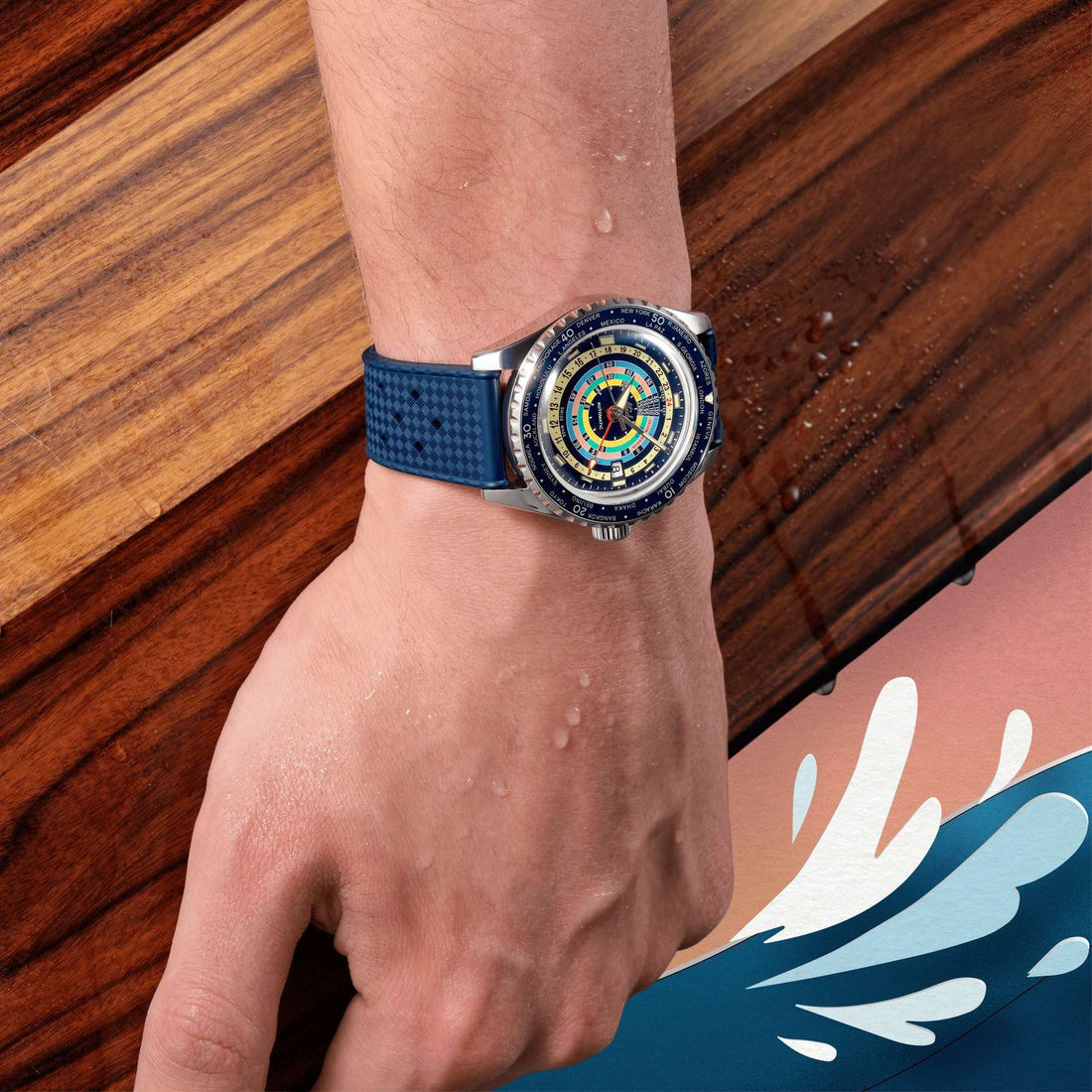 Orologio Uomo Mido Automatico GMT Ocean Star Decompression Data Blu M0268291704100