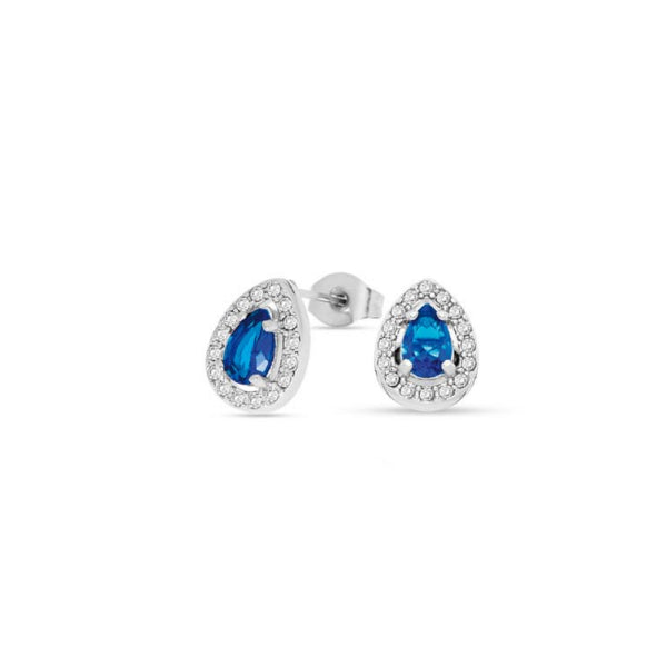Orecchini Unisex Liu Jo Acciaio Pietra Goccia Blu Zirconi Bianchi LJ2278