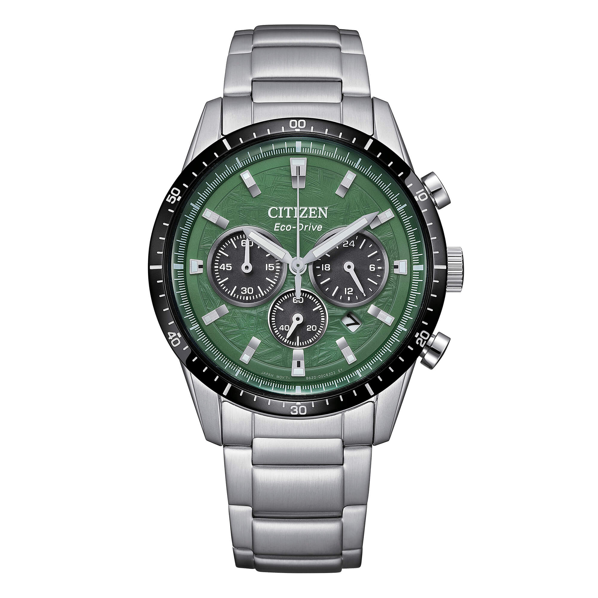 Orologio Uomo Citizen Verde Nero Eco-Drive Cronografo Acciaio Data CA4624-56X