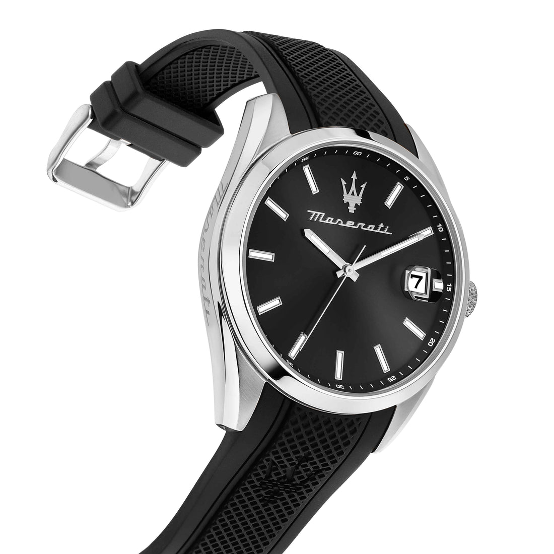 Orologio Uomo Maserati Acciaio Quarzo Solo Tempo Data Gomma Nero R8851151004