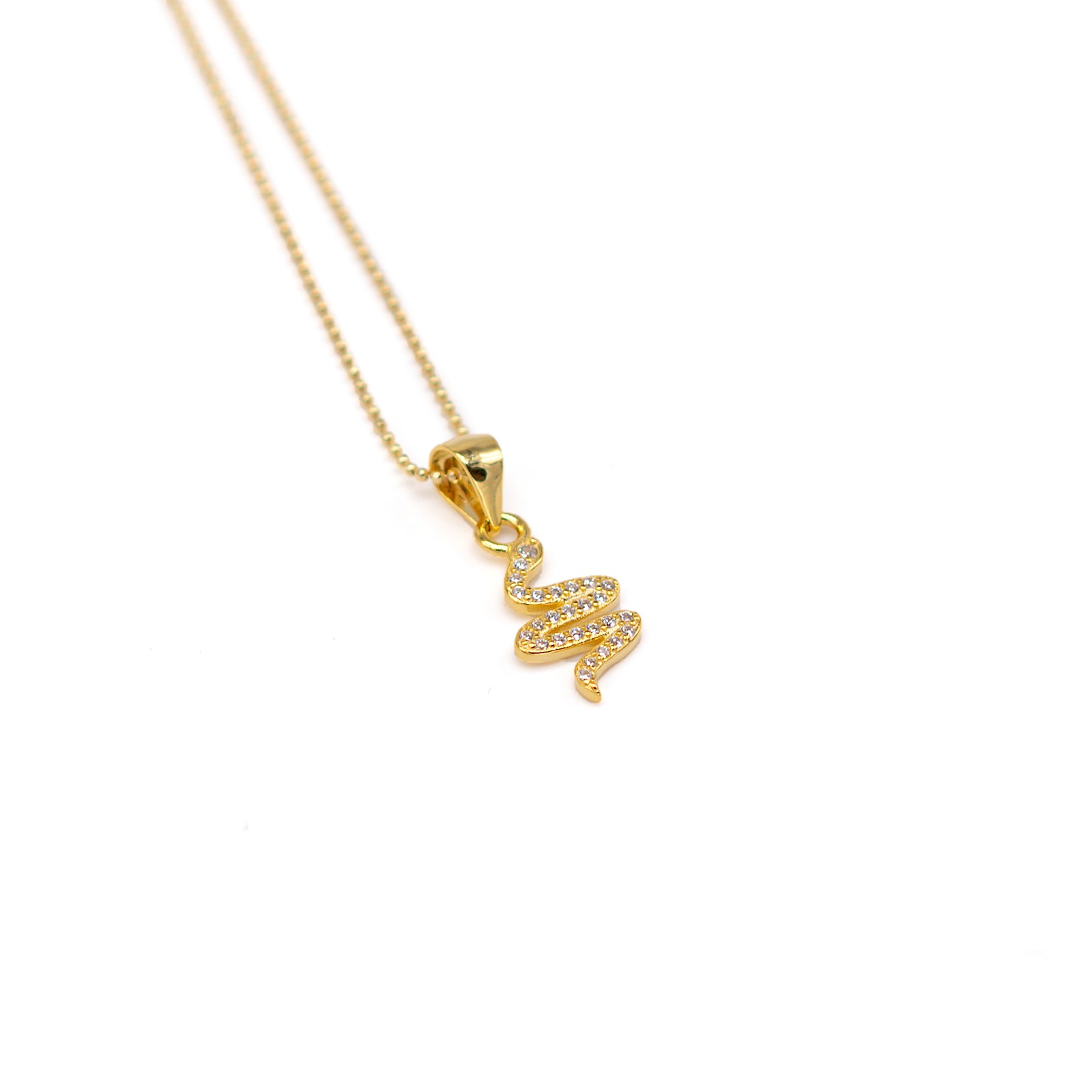 Collana Donna Re Mida Argento 925 Dorato Serpente Zirconi Bianchi C007