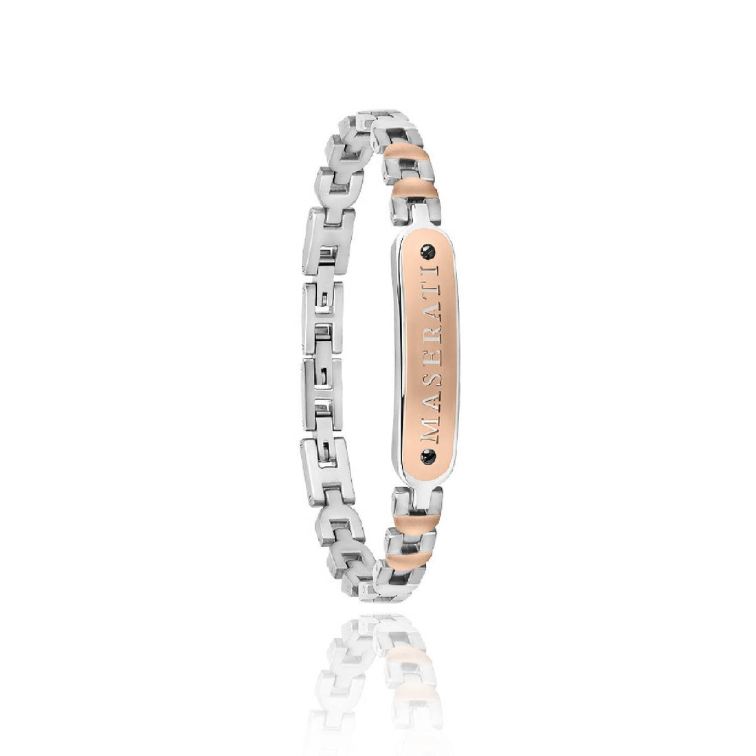 Bracciale Uomo Acciaio Maserati Logo Centrale Inciso Viti Nere Rosè JM419ARZ01