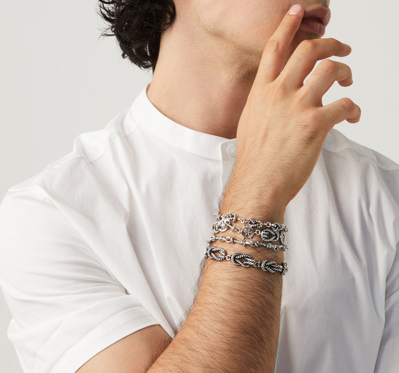 Bracciale Uomo Giovanni Raspini Argento 925 St. Tropez Nodi Intrecci Marinari 09394L