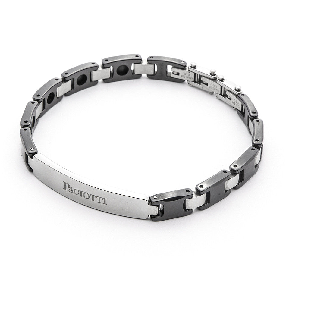 Bracciale Uomo 4US Cesare Paciotti Acciaio E Ceramica Nera 4UBR4525