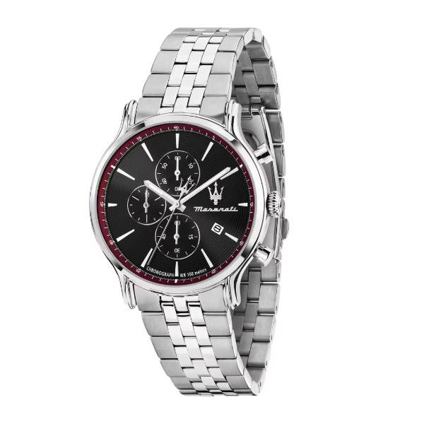 Orologio Uomo Maserati Epoca Slim Nero Bordeau Acciaio Quarzo Cronografo R8873618037