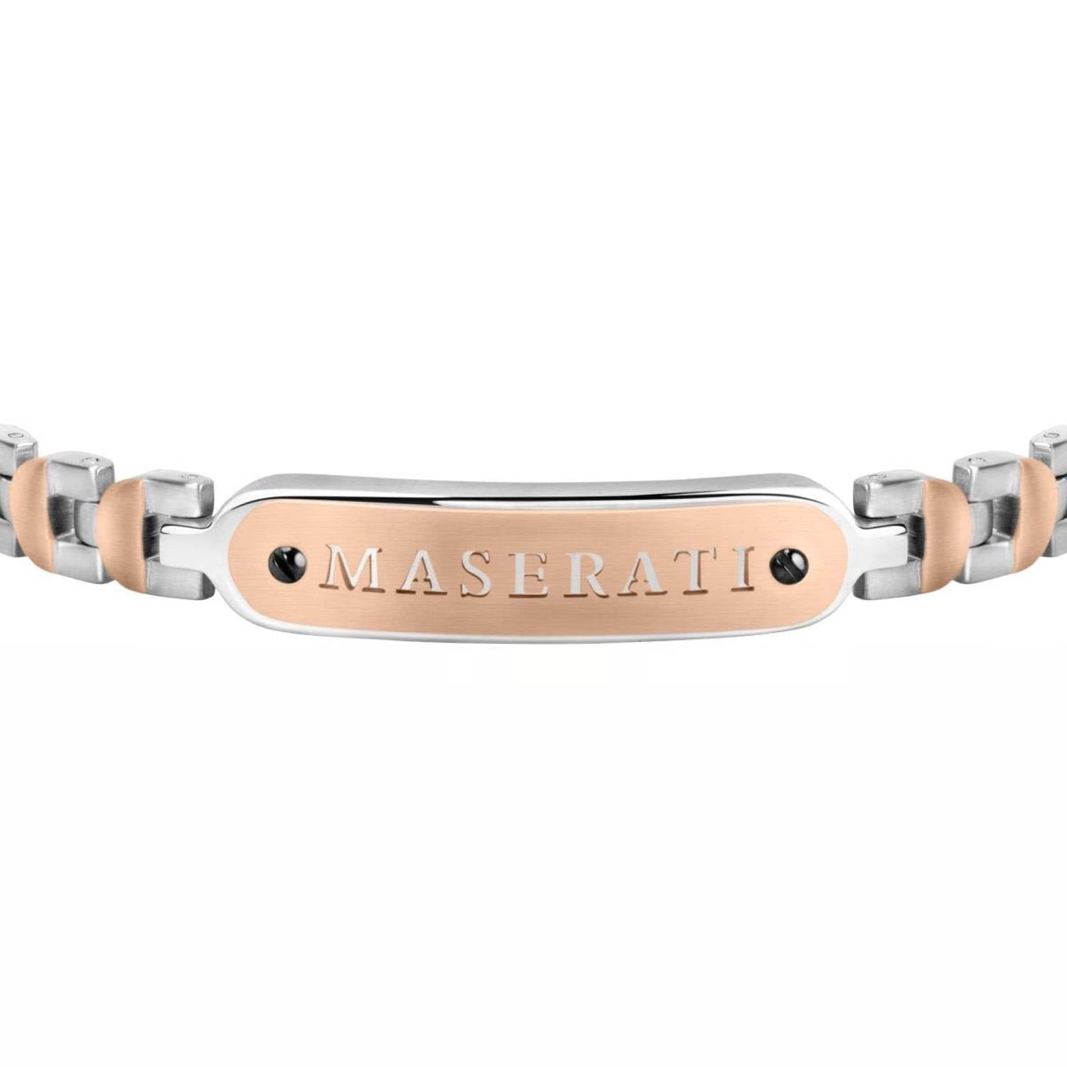 Bracciale Uomo Acciaio Maserati Logo Centrale Inciso Viti Nere Rosè JM419ARZ01