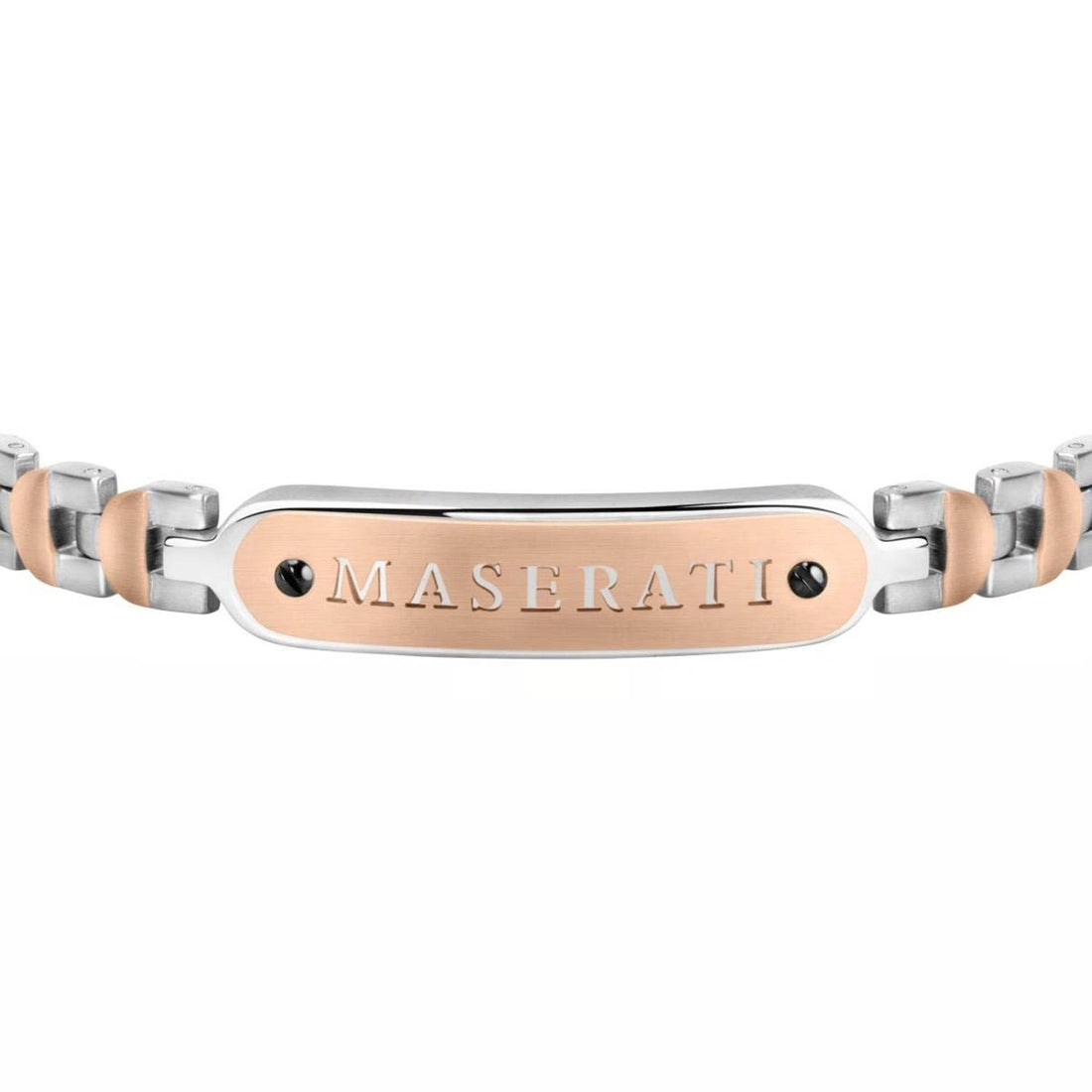Bracciale Uomo Acciaio Maserati Logo Centrale Inciso Viti Nere Rosè JM419ARZ01
