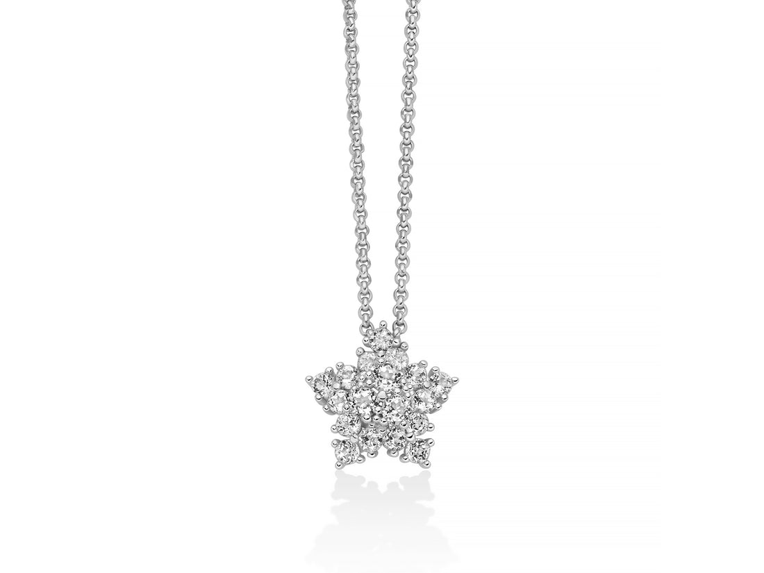 Collana Donna Miluna Perle Argento 925 Stella con  Pietre Topazio Bianco CLD5227