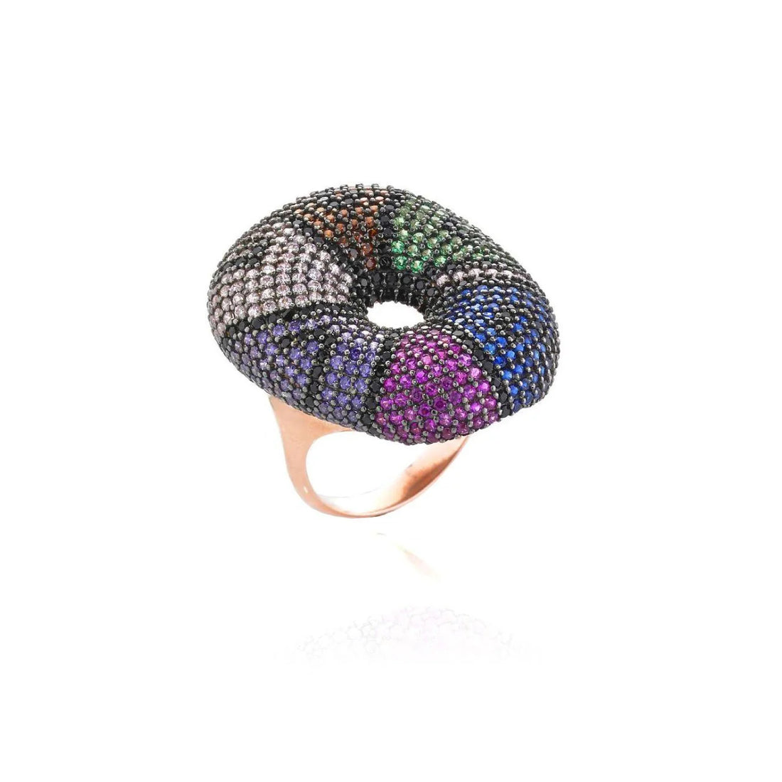 Anello Donna Sogni Argento Rosè 925 Sasso Zirconi Colorati AN013RA/14