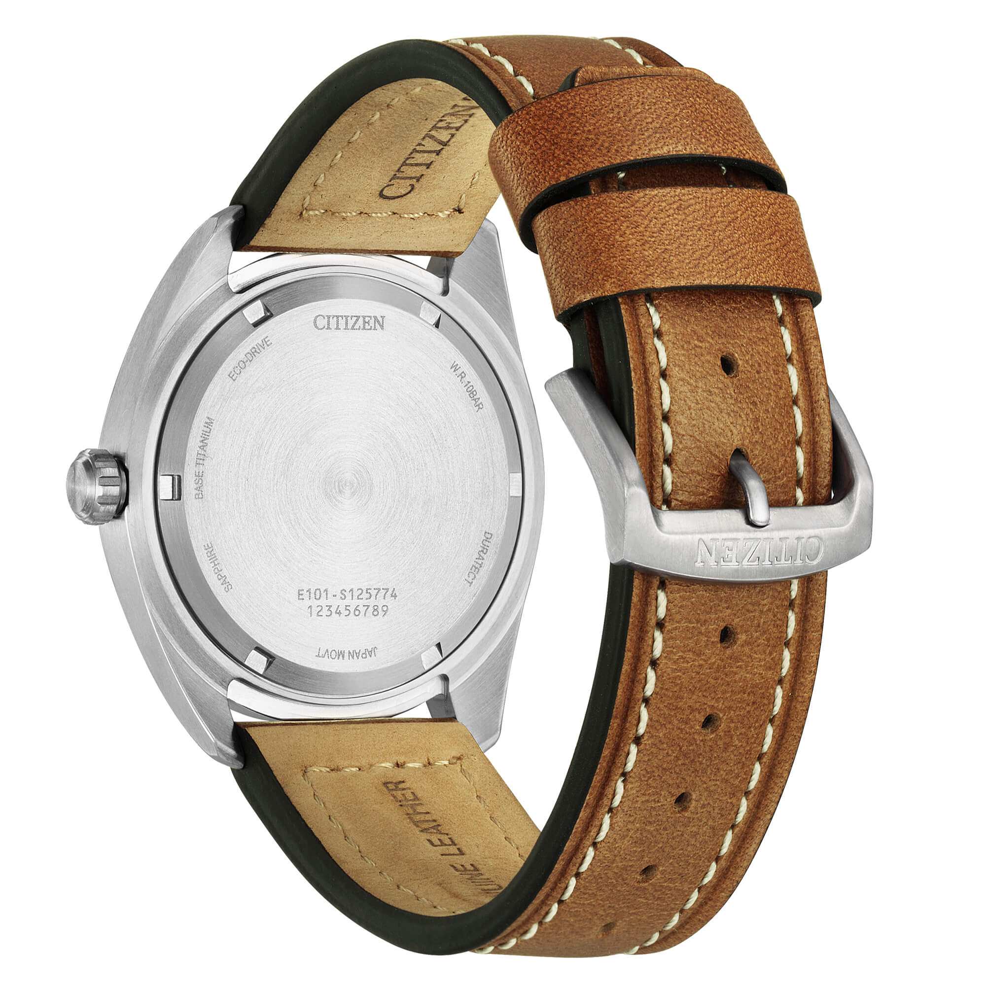 Orologio Uomo Citizen Eco-Drive Titanio Quarzo Doppia Data Pelle Marrone BM8560-11X