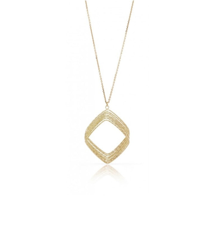 Collana Donna Unoaerre Bronzo Dorato Catena Pendente Rombo Sfaccettato 424319
