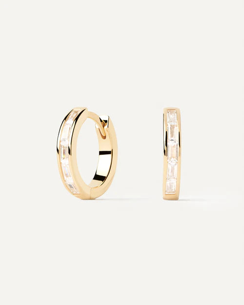 Orecchini Donna PDPaola Argento Dorato 925 Cerchi Semplici Zirconi AR01-960-U