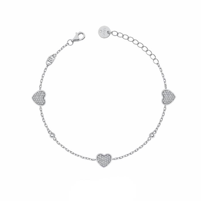 Bracciale Donna Liu Jo Argento 925 Cuori Zirconi Bianchi ALJ330