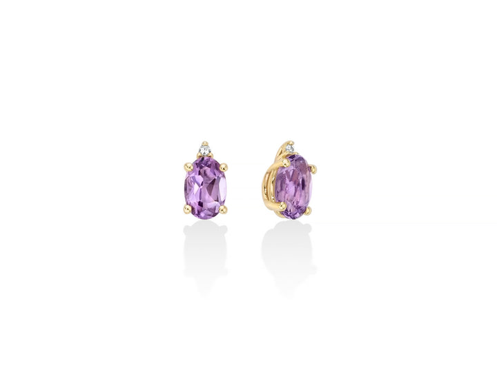 Orecchini Donna Miluna Oro Giallo 9 KT Diamanti e Ametista ERD2975X