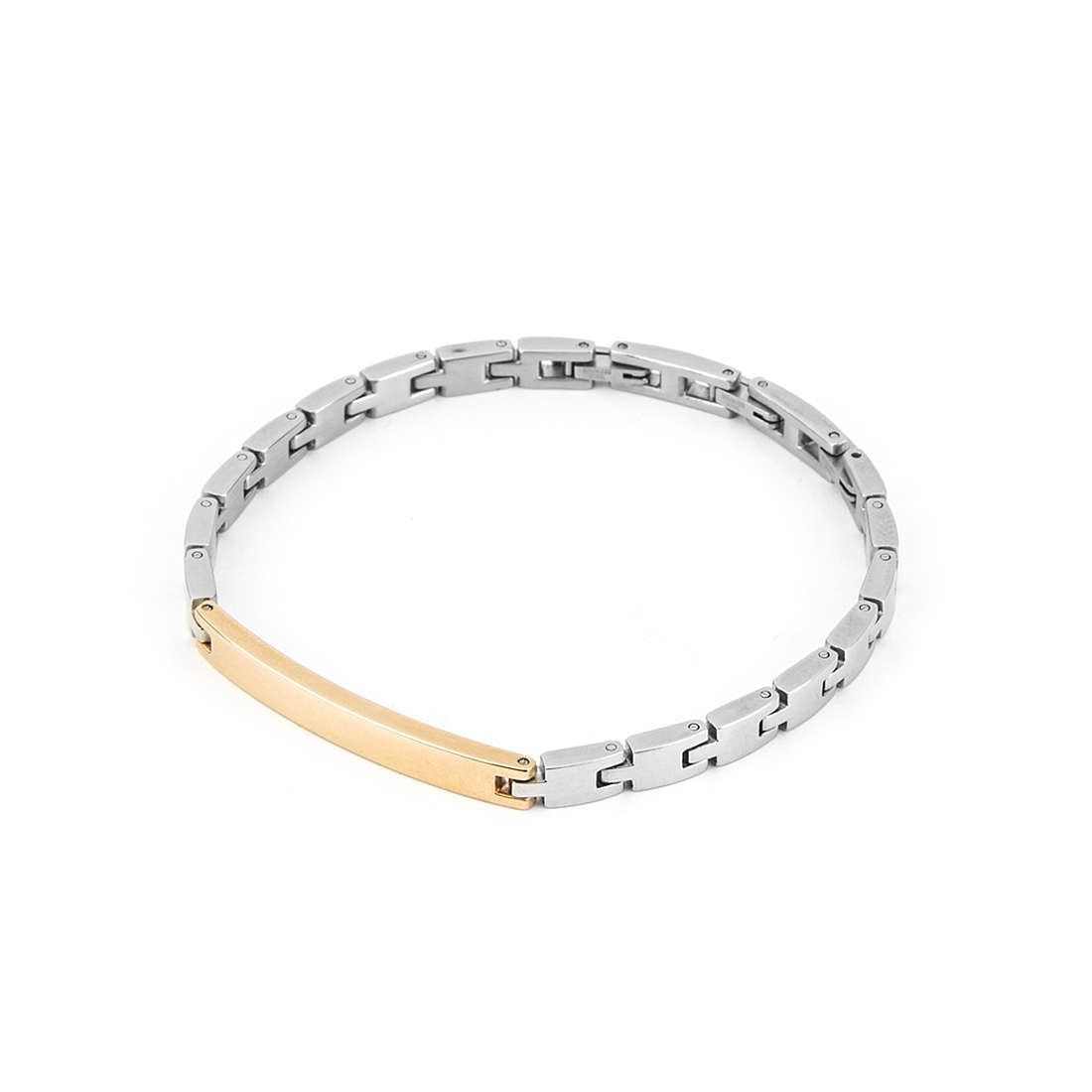 Bracciale Uomo 4US Cesare Paciotti acciaio Bianco con centrale rigido colore rosè 4UBR4437