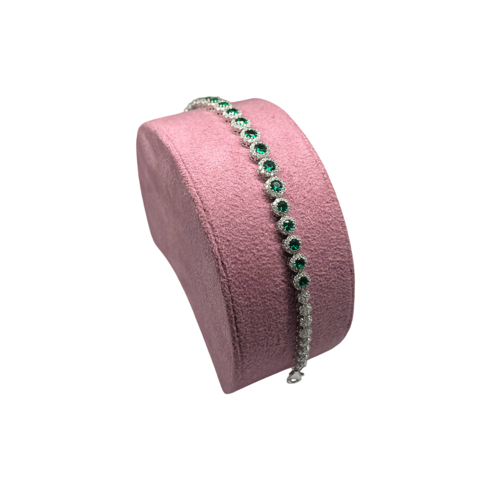 Bracciale Unisex Angelic Re Mida Tennis Argento Zirconi Bianchi Verdi Tennis-20