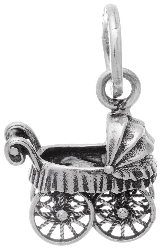 Charm Donna Giovanni Raspini Argento 925 Carrozzina Realizzato A Mano 10001