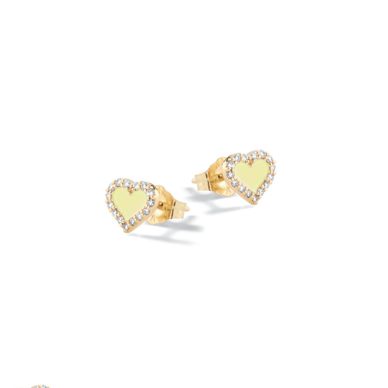 Orecchini Bambina Nanàn Argento Dorato 925 Cuore Smalto Giallo Zircone NAN0475