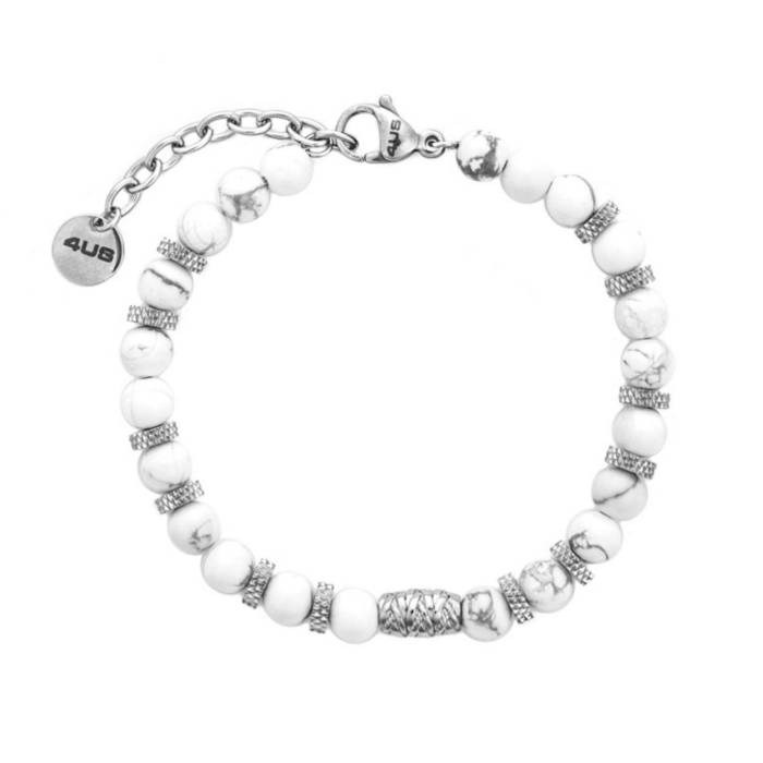 Bracciale Uomo Acciaio 4US Cesare Paciotti Howlite Bianca 4UBR8638