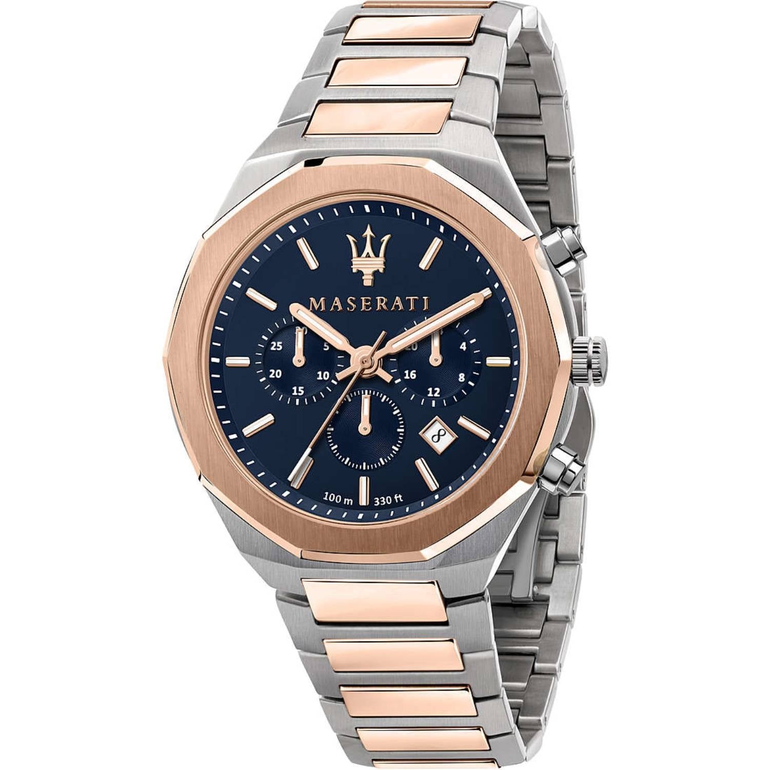 Orologio Maserati Uomo Cronografo Quarzo Data Blu Bicolore 10 ATM R8873642002
