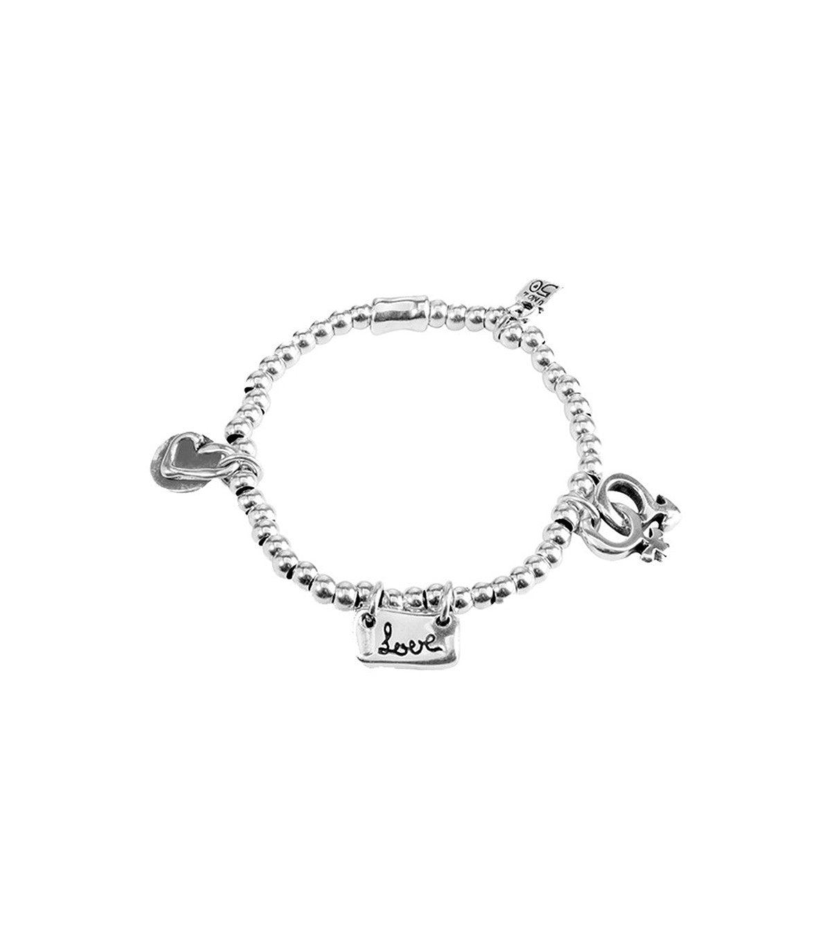 Bracciale Donna Uno De 50 Con perle In Acciaio Bagnate In Argento