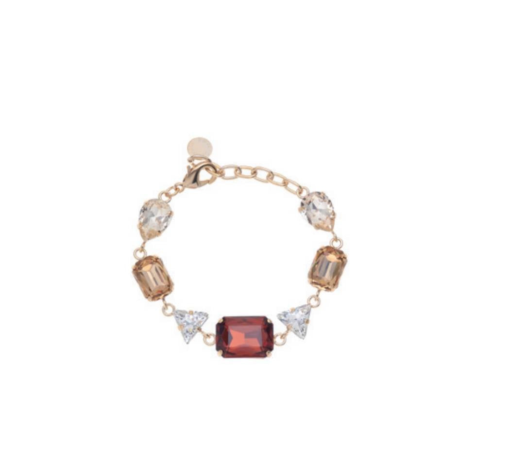 Bracciale Donna Ottaviani Bronzo Dorato Tennis Zirconi ambra e Bianchi 501044B