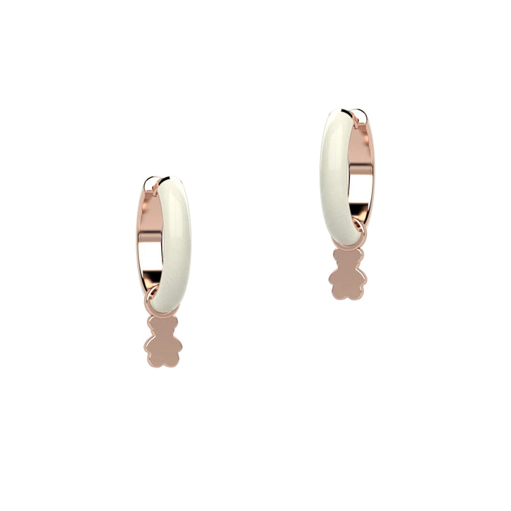 Orecchino Bambina Nanan Argento Rosè 925 Cerchio Smalto Bianco Cuore Clip NAN0328
