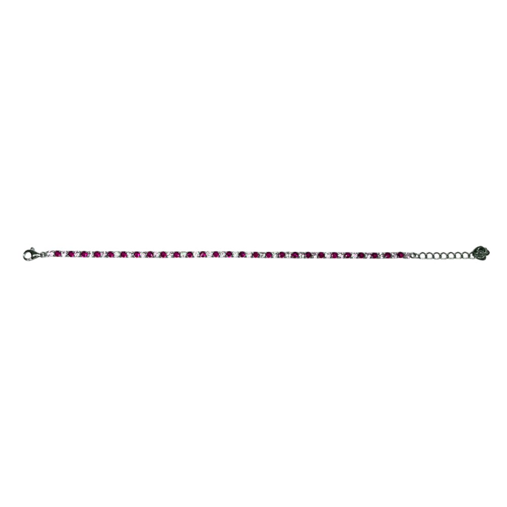 Bracciale Unisex Re Mida Tennis Argento 925 Zirconi Rossi Bianchi BR DJV-16R
