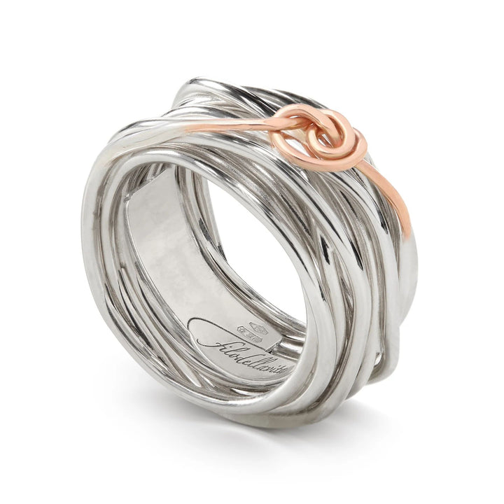 Anello Donna Filo Della Vita Argento 925 Oro Rosa 9 KT 13 Fili Classic Mis 16 AN013AR