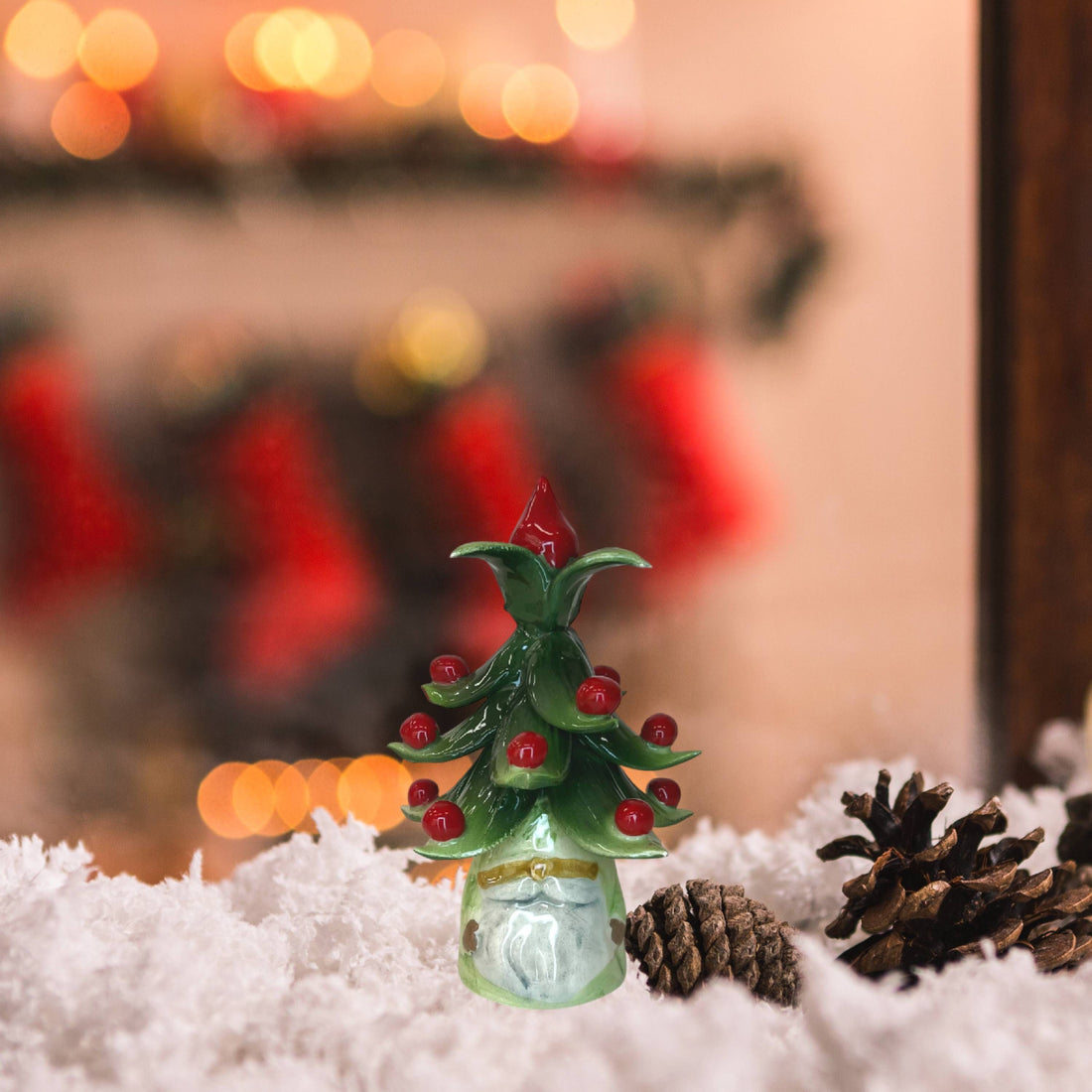 Gnomo Albero di Natale Capodimonte Verde Bocciolo 14 cm CAP13