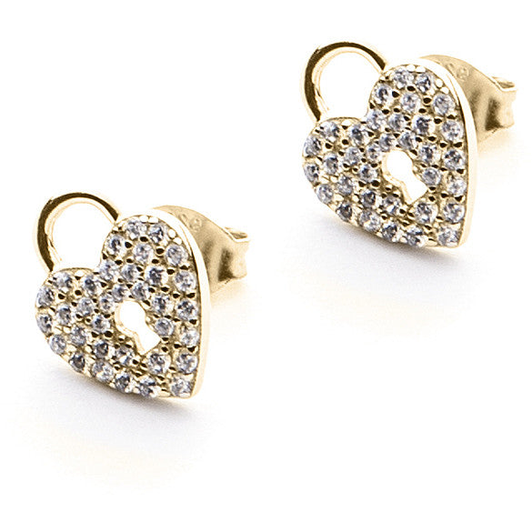 Orecchino Donna 4US Cesare Paciotti Argento 925 Dorato Cuore Zirconi Bianchi 4UOR4576W