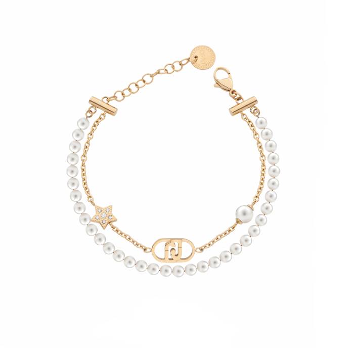 Bracciale Donna Liu Jo Acciaio Doppio Filo Perle Zirconi LJ3166