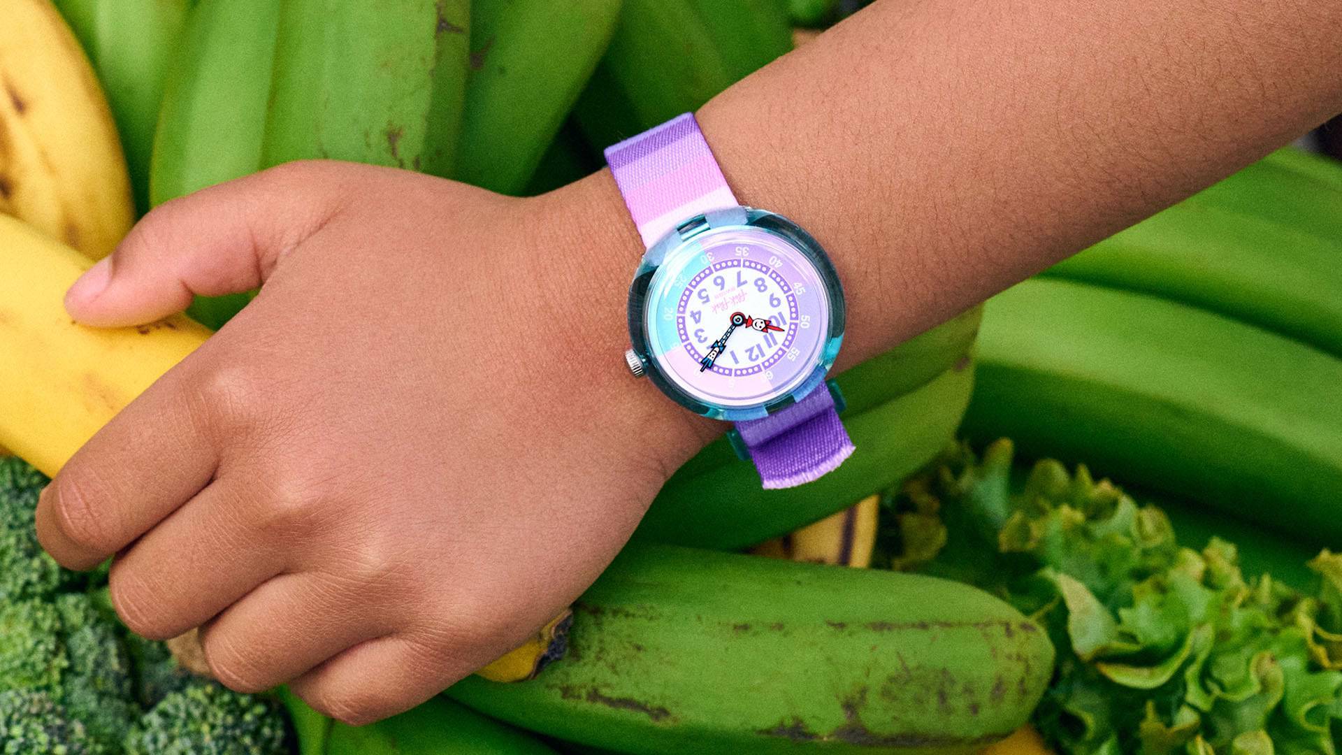 Orologio Bambina Swatch Flik Flak Stripy Purple Viola ZFBNP225