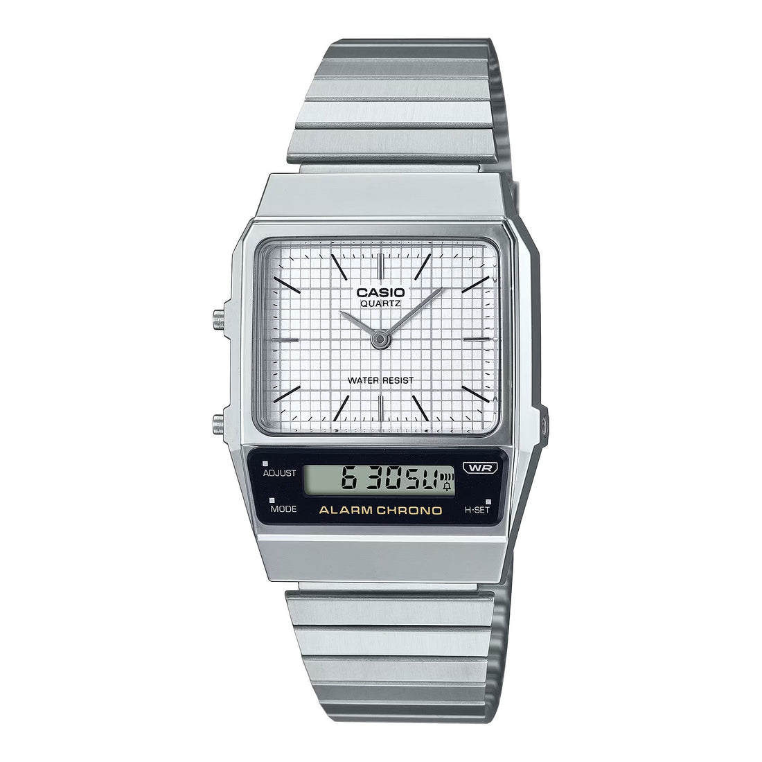 Orologio Unisex Casio Vintage Acciaio Quarzo Analogico Digitale Bianco AQ-800E-7AEF