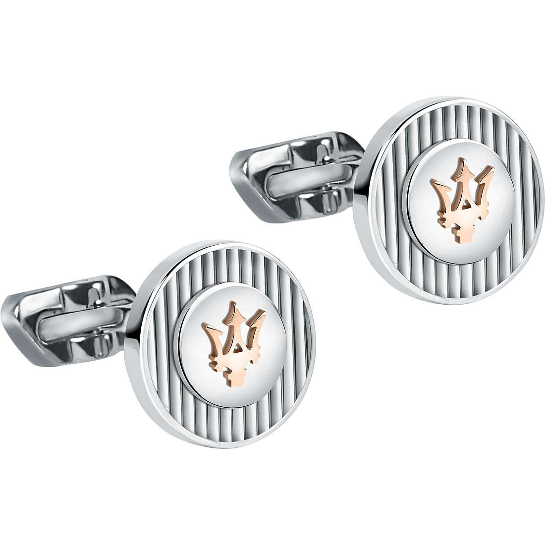 Gemelli Uomo Acciaio Maserati Logo Centrale