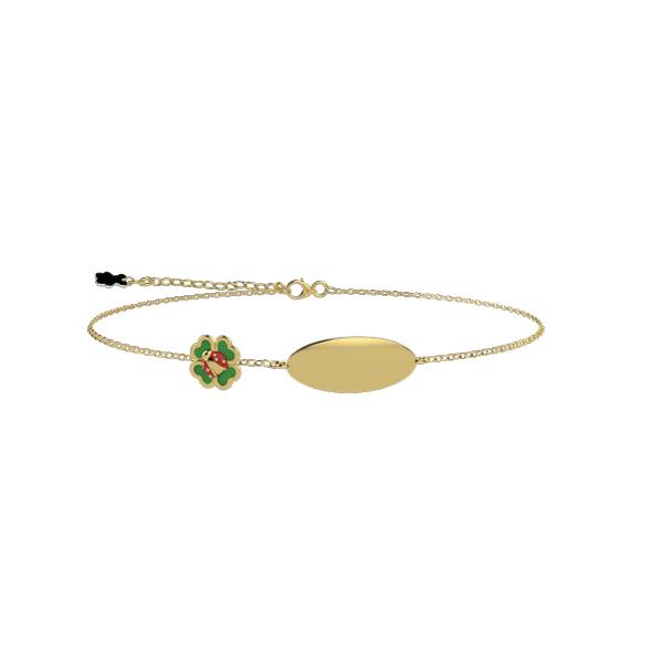 Bracciale Bambina Nanàn Argento Dorato 925 Personalizzabile Coccinella Quadrifoglio NAN0595