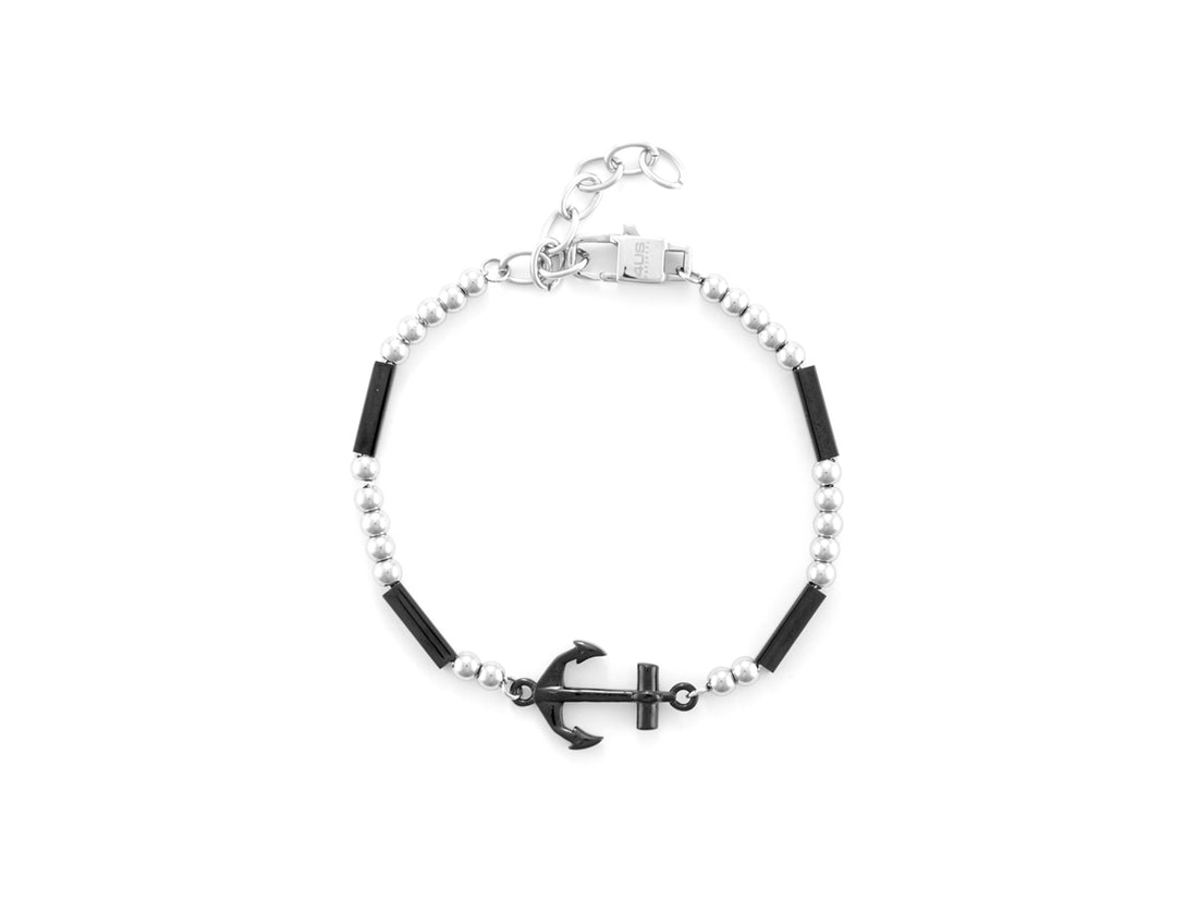 Bracciale Uomo 4US Cesare Paciotti Acciaio Nero Ancora Biglie 4UBR6412