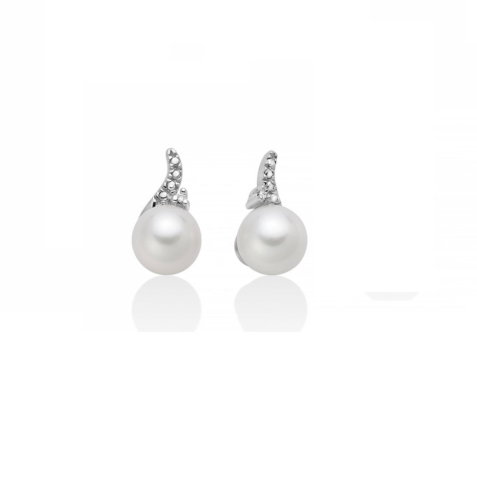 Orecchini Donna Miluna Oro Bianco 750 Perla 7-7,5 mm Diamanti PER2663