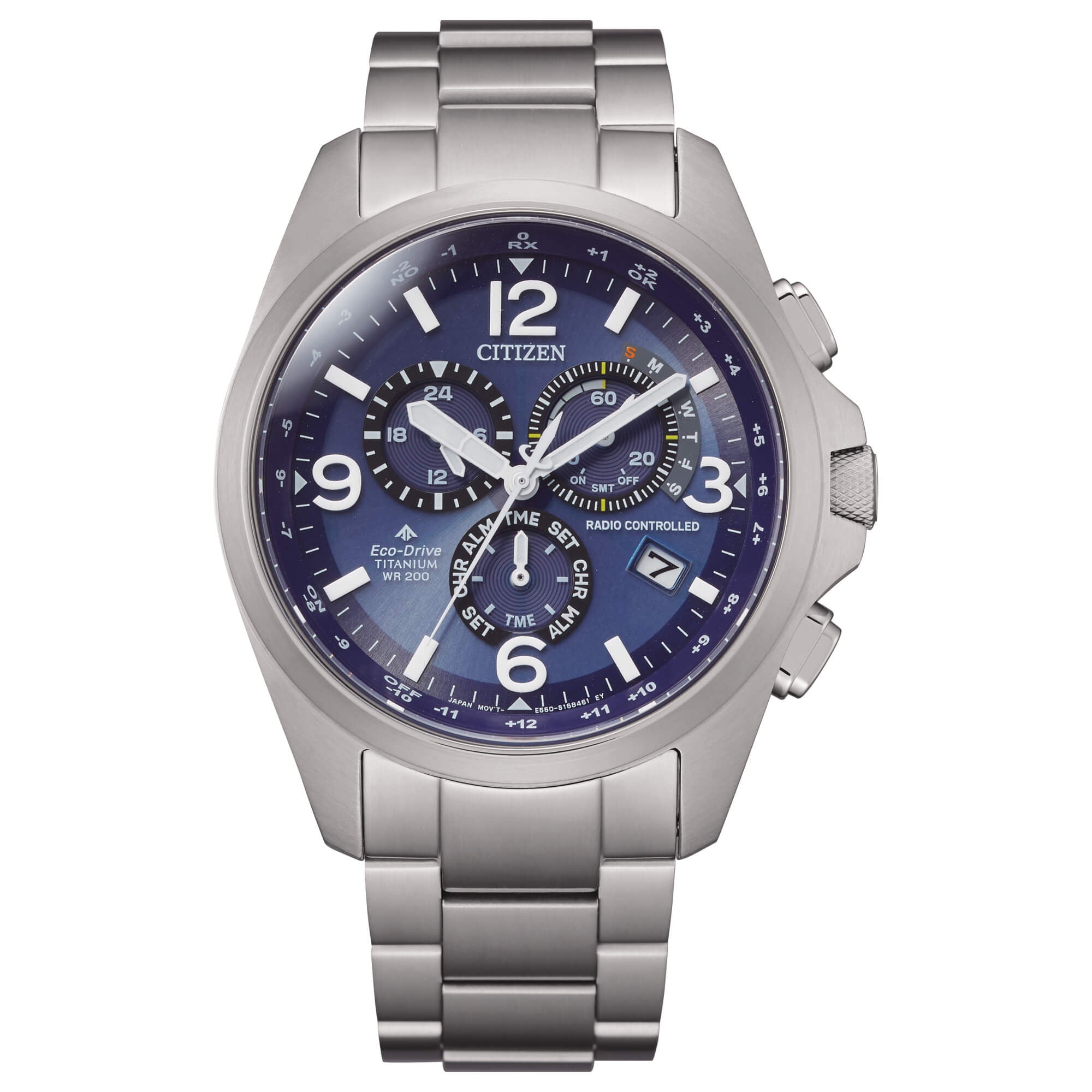 Orologio Uomo Citizen Titanio Radio Controllato Eco Drive Blu CB5930-82L