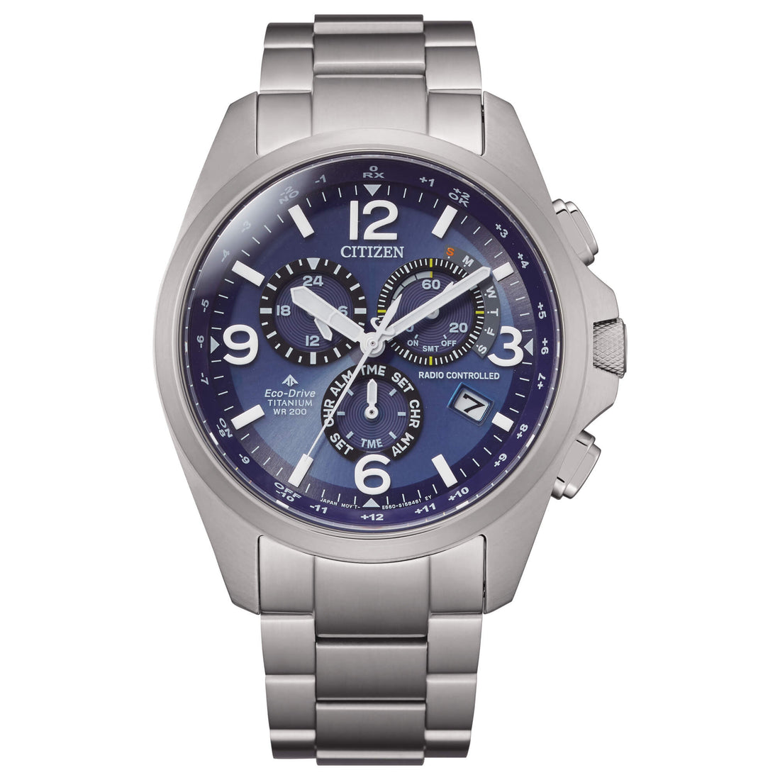 Orologio Uomo Citizen Titanio Radio Controllato Eco Drive Blu CB5930-82L