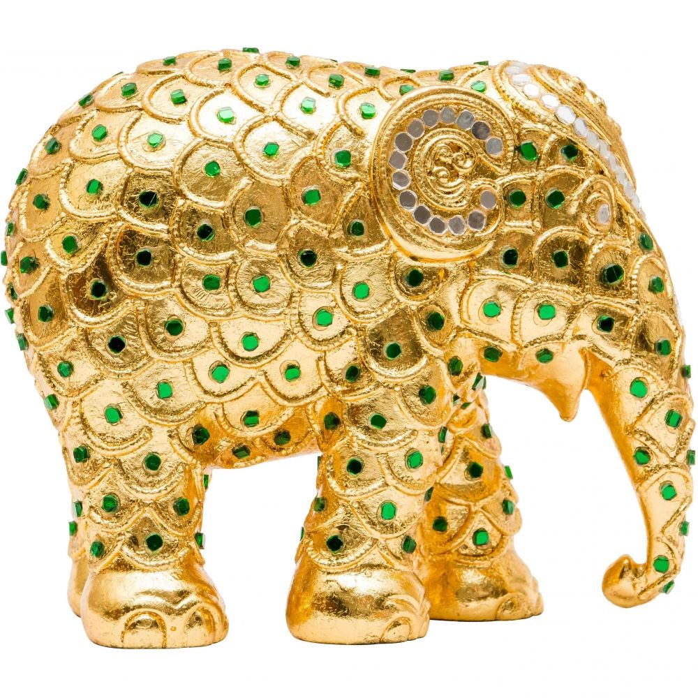 Scultura Elefante OnlyLux Ayutthaya Gold 15 cm Resina Dipinto A Mano 8858831245341
