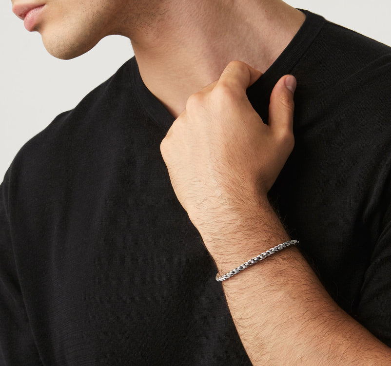 Bracciale Uomo Giovanni Raspini Argento 925 Maglia Treccia Arrotolata 09321L